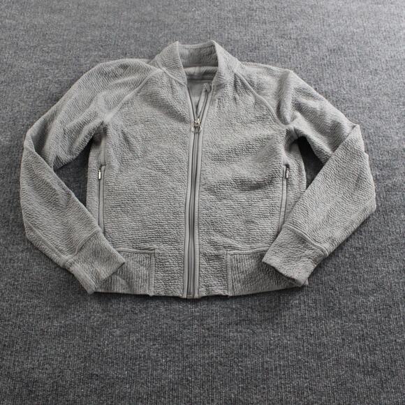 Lululemon Jacket Womens 4 On Repeat Bomber Light Gray Textured Athleisure Casual - Picture 5 of 12
